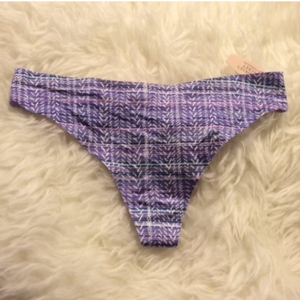 NWT Victoria's Secret Fabulous Blue Satin No Show Thong Panties medium M
